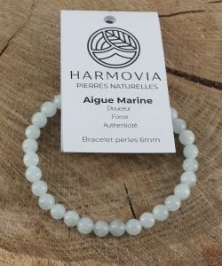 Bracelet Aigue Marine perles 6mm, 1 part